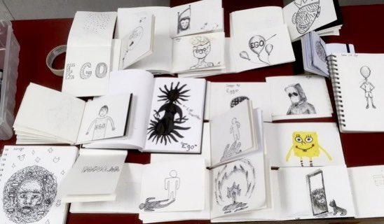 bribaum1's tweet photo. Another great day of sketching by the DP2 students. The word was โegoโ. Special thanks to Mrs. Utz & Mrs. Coop for taking the group photos today! #inktober2022 #swexcellence @swhsmustangs @SWFineArtStudio https://t.co/aPXiR8Druw