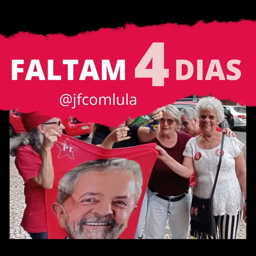 jfcomlula's tweet photo. FALTAM 4 DIAS PARA ELEGERMOS LULA PRESIDENTE 
PELO DIREITO DAS MULHERES E PELA SAÚDE PUBLICA ❤️🌺🩺🥰⭐
#jfcomlula #juizdefora #mulheres #saude #sus #lula13 #lulapresidente https://t.co/yTrY6O6LJS