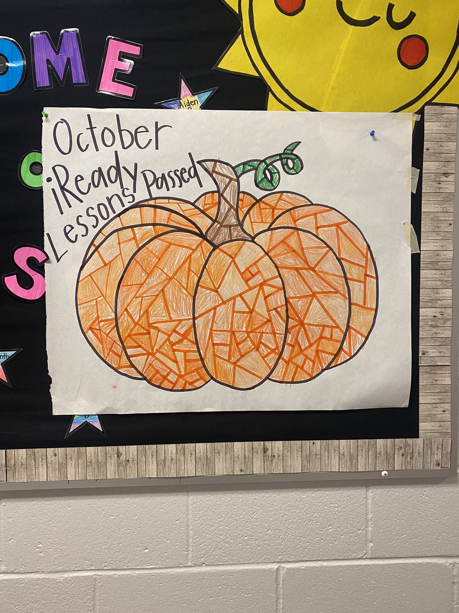 lawrencemp412's tweet photo. Kiddos are working hard to fill our iReady Pictures! Each time they pass a lesson, they can fill in a piece of the picture. When it’s done, we earn a class reward! Our pumpkin earned us a pajama day! #itsbetteratmedlock @MedlockBridgeES https://t.co/53oXzUVDOZ