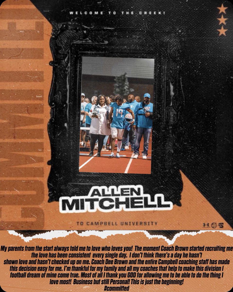 100% LOCKED in with Campbell University! READY to be PART of the FAMILY!! 

READY TO BE #1

<a href="/_deebrown22/">Coach Dee Brown</a>
<a href="/CoachPFMiller/">Patrick Miller</a>
@CUCoachMinter <a href="/Coach_Weeden/">Anthony Weeden</a>
<a href="/Coach_BHarris/">Coach Braxton Harris 🐪</a>

<a href="/GoCamels/">Campbell Athletics</a>🐪🐪
<a href="/realchadricardo/">Chad Ricardo</a>
<a href="/ncaafnation247/">NCAAF Nation</a>
<a href="/GregBiggins/">Greg Biggins</a>
<a href="/247recruiting/">247Sports Recruiting</a> 
@RWrightRivals
<a href="/LightOnSports/">LIGHT ON COLLEGE SPORTS</a>