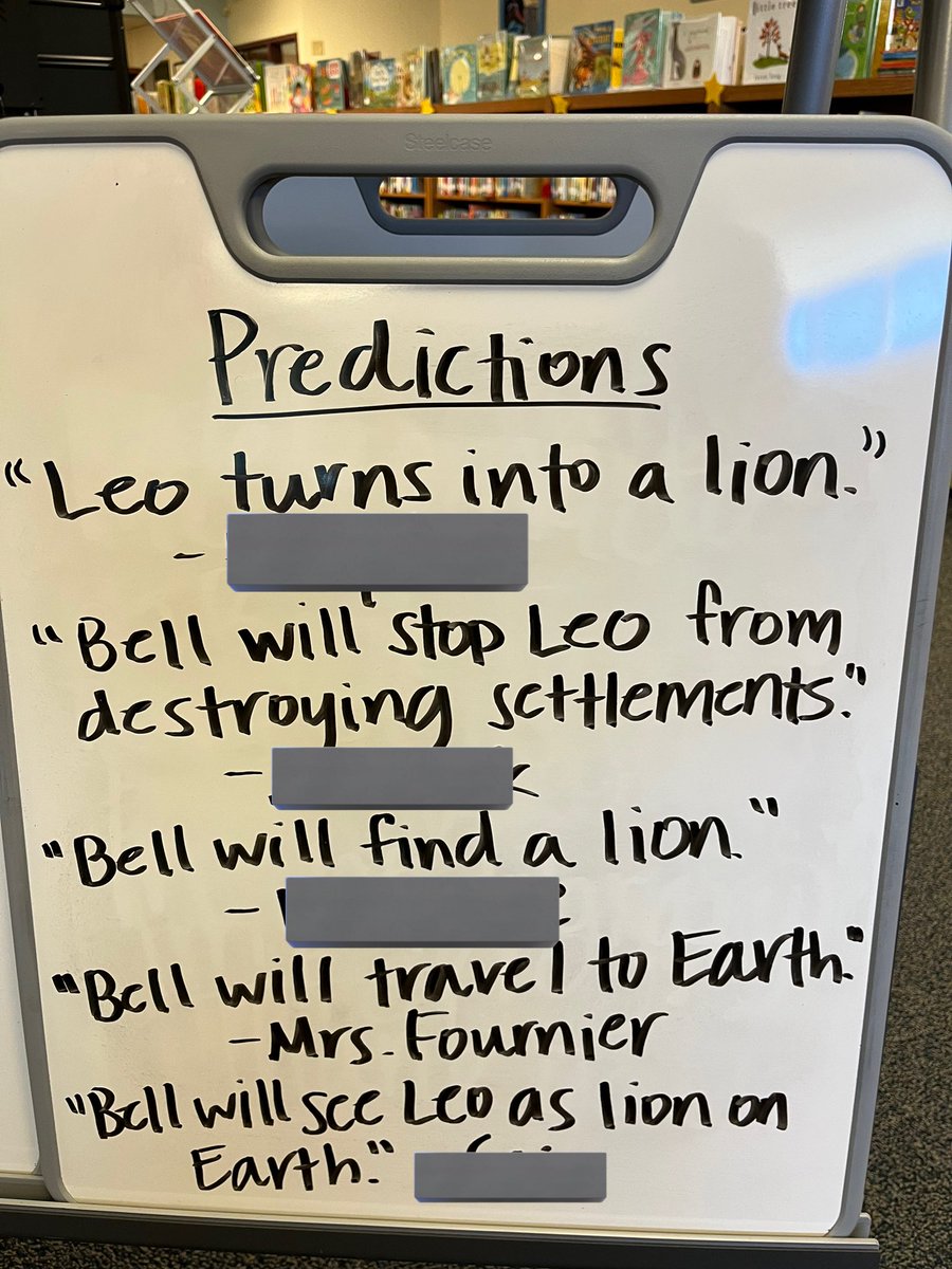 Noting differences between life on Mars &amp; Earth, and recording our predictions from “The Lion on Mars” by Jennifer L. Holm in our <a href="/TBABooks/">TX Bluebonnet Award</a> Book Club with counselor extraordinaire @Mrs_Hirt_FNE 🥰 #LibrariesRRock