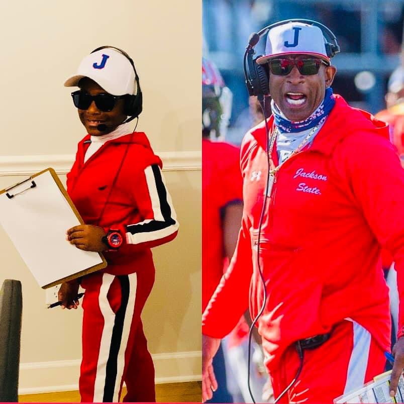 It’s #BOOMBOX Classic @SonicBoomOTS Weekend @JacksonStateU 🔵⚪️ Check Out Soror Jacqueline Faulkner Orr’s Son 🔵⚪️ His Halloween Attire Is On Fire 🔥 ❤️ @DeionSanders #JSUKids #JSUAlums @JSUNAA #iBelieve #THEEiLOVE #BeatSouthern #HBCU