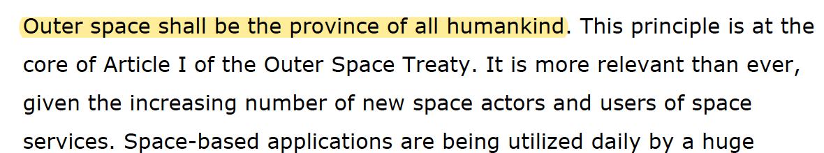 ChrisJohnsonEsq's tweet photo. It is a continual source of irritation when basic principles of #SpaceLaw are misstated. The treaty language addresses the *activity* of exploration and use, and does not discuss the physical *domain* of outer space itself. https://t.co/LrmADPxb2l @NLatUN @DutchMFA https://t.co/MIHqtucCww
