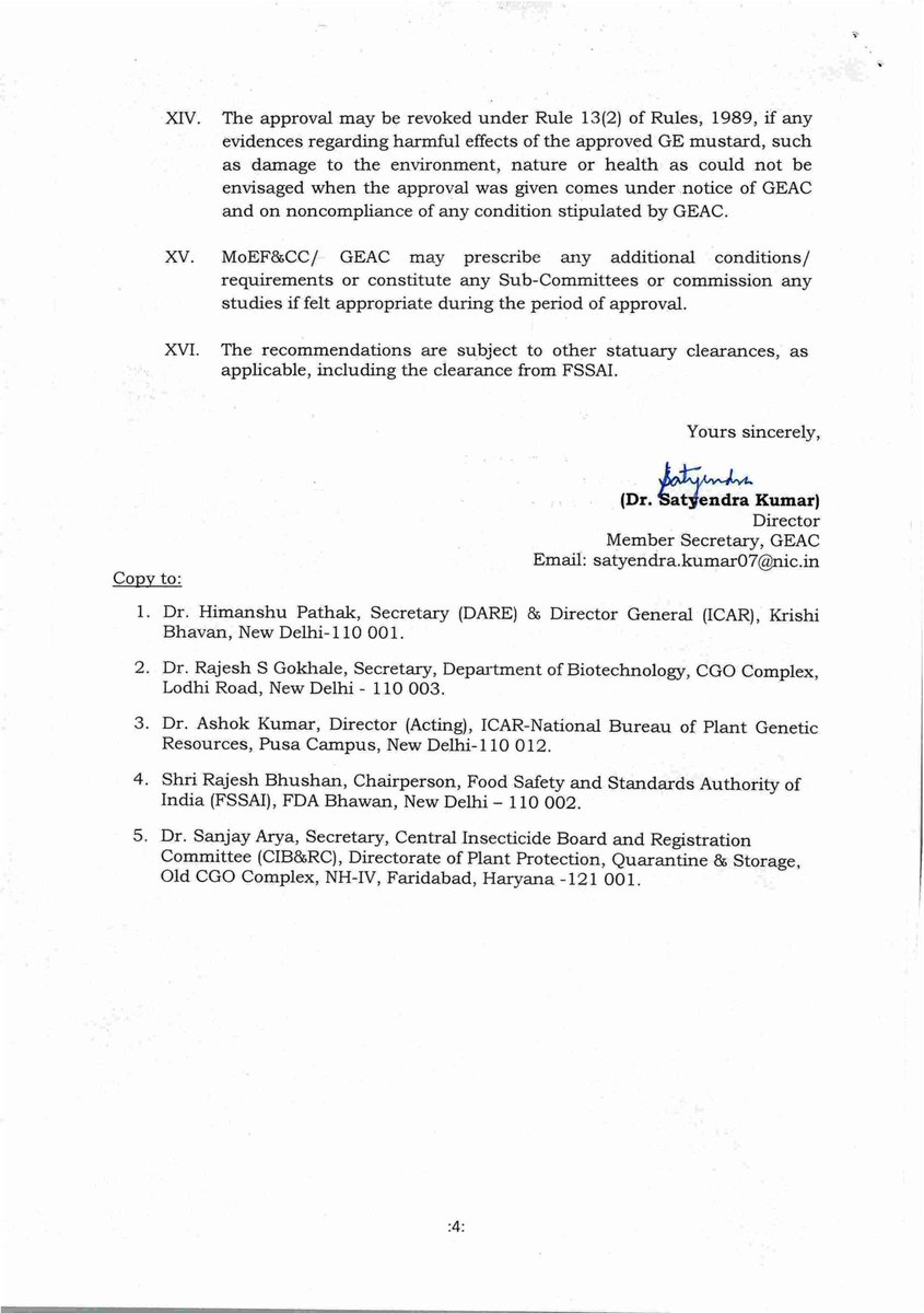 #GMmustard
It's official now - a decisive moment for #India's edible oil sector, hybrid DMH-11 and a new genetic system of heterosis breeding approved by #GEAC #MOEF for developing cost-effective, 100% fertile &amp; high-yielding #mustard hybrids under supervision of #ICAR 1/n