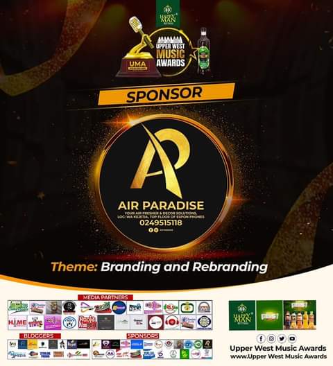 uma_awards's tweet photo. Air Paradise got talents and creatives in the region at heart! 

We say "Barika"! 

Happy Man Bitters  Upper West Music Awards 

#upperwestmusicawards 
#brandingandrebranding
#happymanuma
#uma2023
#happymanbitters
#happymanplus1
#happymanplus2
#upperwest
#Hmbuma23 https://t.co/zIFJobE0gZ
