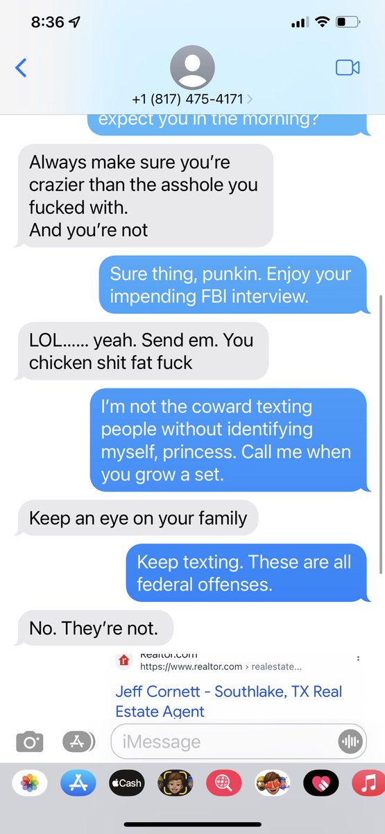 RealTomPowellJr's tweet image. Hey @coldwellbanker, this is your agent in Texas. This text thread was started by your agent, Jeff Cornett of Soutlake, TX, because we disagreed on politics on TikTok. Maybe screen your agents better. The @FBI has already been informed.