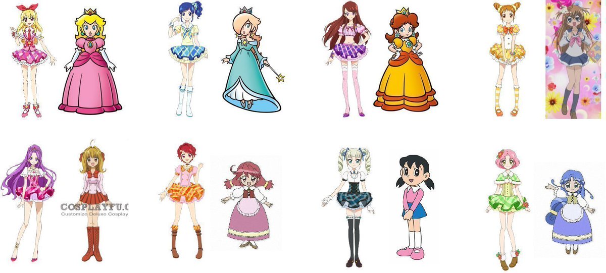 tom1940210's tweet photo. @Crystalslj1999 リクエストよろしいですか？
アイカツのステージの衣装を着た、ファイン、レイン、しずか、きらり、るちあ、ピーチ、デイジー、ロゼッタを、全身画でお願いします。ピーチはいちご、デイジーは蘭、ロゼッタはあおい、きらりはおとめ、るちあは美月、ファインはかえで、しずかはユリカ、レインはさくら https://t.co/qRgqbd7F6u