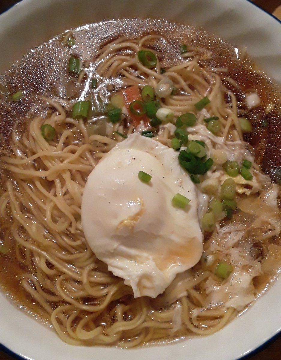 SRCExplores's tweet image. Tried a new ramen. Very pleased.
The noodles felt like spaghetti and not ramen, maybe I&apos;m naive. And I&apos;m realizing I can make a lovely poached egg! That broth though-hot damn that was delicious! Definitely gonna pick up again.