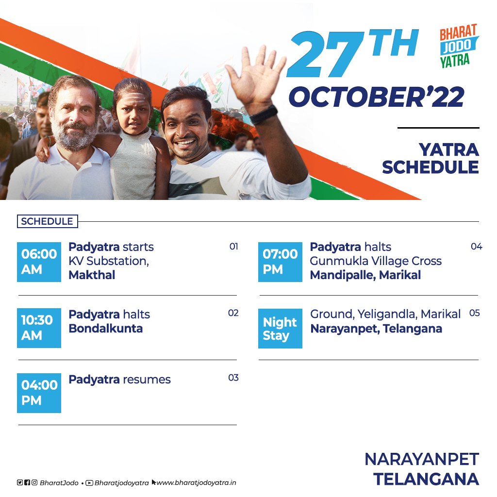 NsuiPakur's tweet photo. With our path illuminated by hope, we take our journey forward to usher in the light of unity &amp; peace.

#BharatJodoYatra resumes reinvigorated from Makthal today. https://t.co/30vubDXGgs