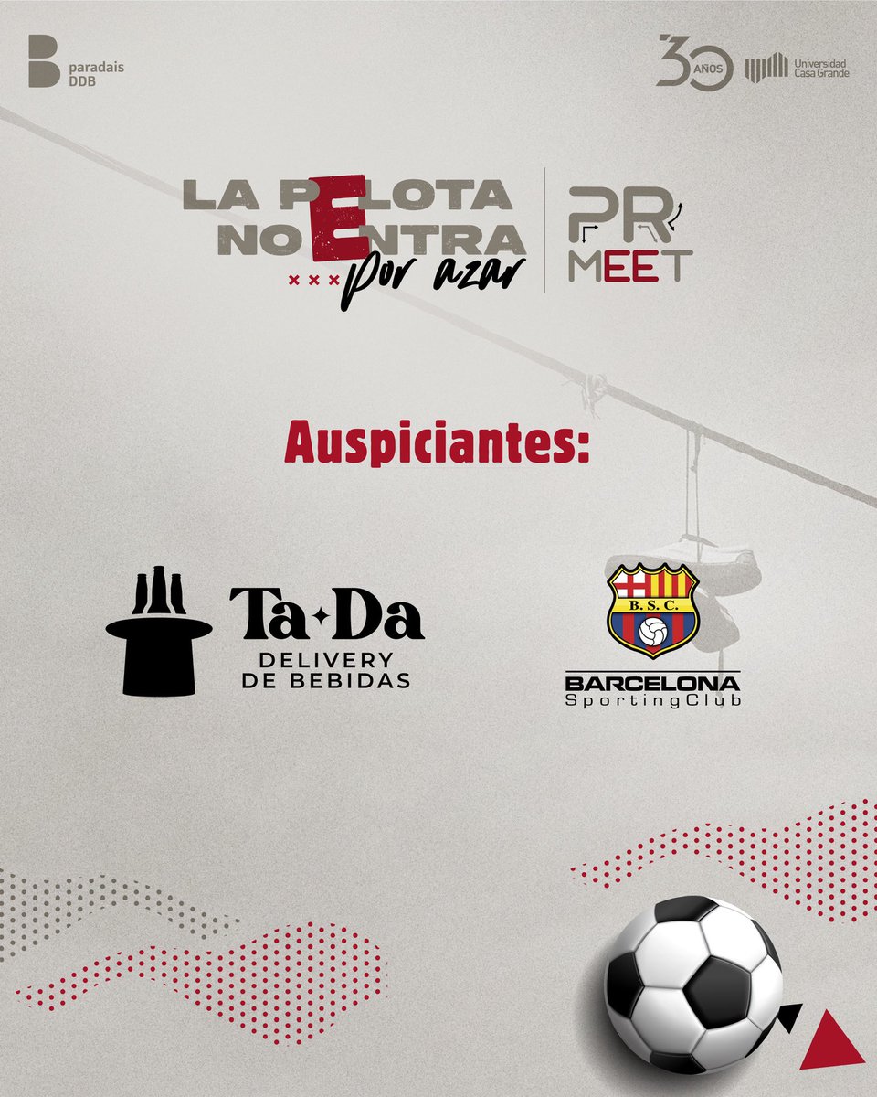 prmeet_ucg's tweet photo. Agradecemos a nuestros auspiciantes:
✨@BarcelonaSC  y TaDa Delivery de bebidas @cervecerian ✨por su apoyo en este #PRMeet2022, ellos saben que #LaPelotaNoEntraPorAzar, ni en el fútbol, ni en los negocios
@ucasagrande 
@_paradais https://t.co/zCHeNZgnUl