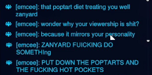 Zanyard_'s tweet photo. If anyone supports a streamer named EmCee i just wanna inform you guys he said this to me in game for calling out a bad transcendence, and if you could report him. Thank you https://t.co/hwiUoi5CiC