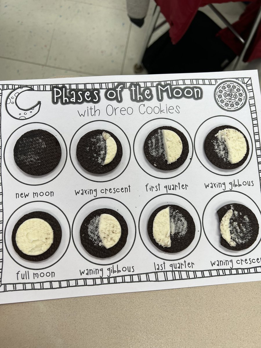 MrsCFifth's tweet photo. What a fun and appetizing way to learn about the phases of the moon! #ASD4ALL https://t.co/N0XytxYUWC