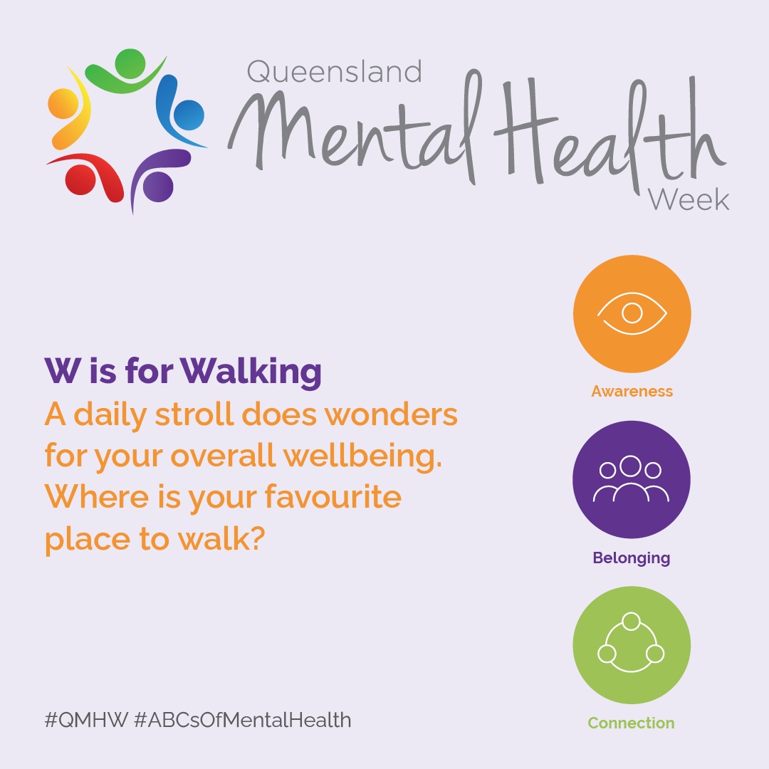 A daily stroll does wonders for your overall wellbeing! 🚶 Where is your favourite place to walk? 🌄

#ABCsOfMentalHealth #mentalwellbeing #mentalhealthawareness