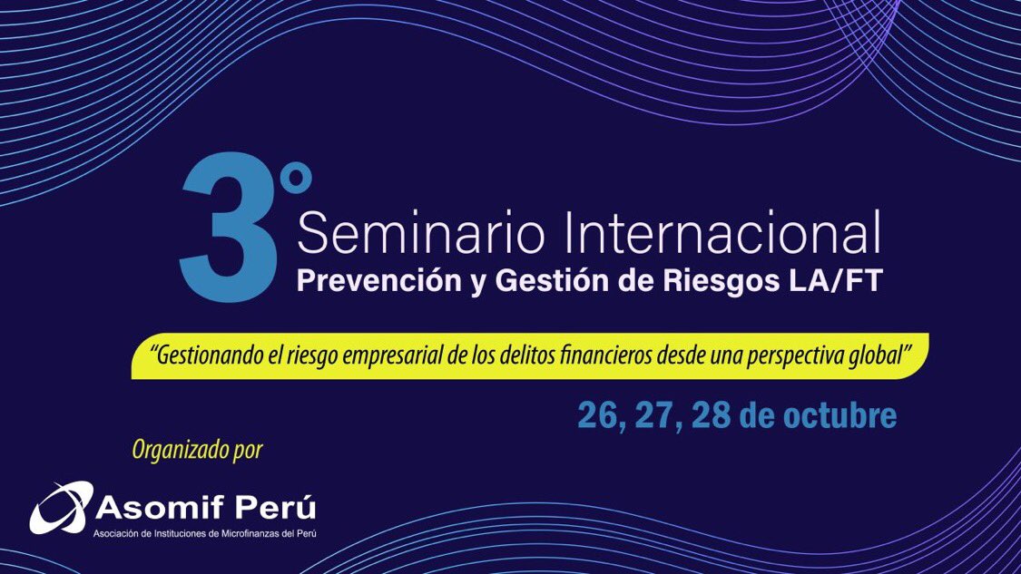 jcmc2710's tweet photo. Cerrando octubre desde Lima, Perú, del 26 al 28 de octubre en el 3er Seminario Internacional de Prevención y Gestión de riesgos de LAFT. Gracias a @AsomifPeru @AsomifP por la invitación. @sespichi #JuanCarlosMedina #ASOMIF #Peru #Lima #Cumplimiento #PLAFT https://t.co/4W3yTyBdgw