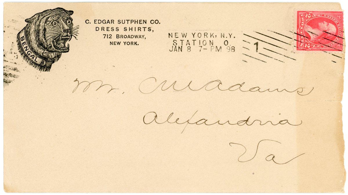 Advertising cover for the C. Edgar Sutphen Co., Bengal Dress Shirts - New York, New York - 1898. #Stamps #Philately