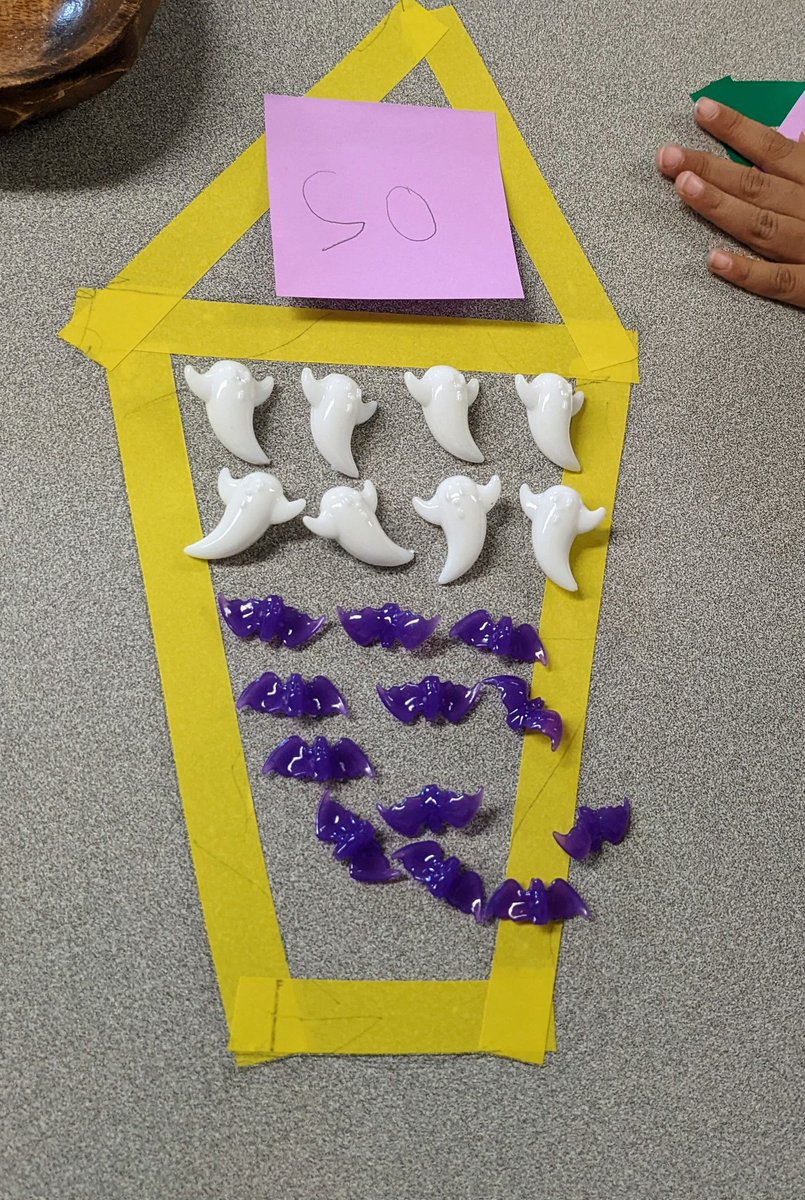 kindie17's tweet image. What numbers do you see in our haunted houses? We&apos;re building our number sense skills with some spooky Halloween characters 👻🎃🦇