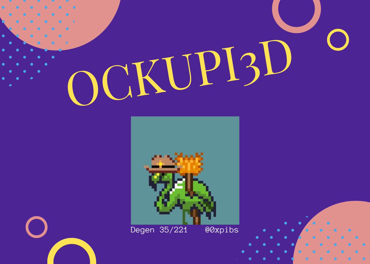 OckupyAlpha's tweet photo. Welcome, @0xpibs to Ockupy 🫡 Why? Pibs is an alpha hunter and researcher on multiple chains. Rather than being closed-minded just on ETH. Ockupy will focus on every chain in existence. You are now welcomed into @OckupyAlpha 35/221✅ https://t.co/nJclupepC5
