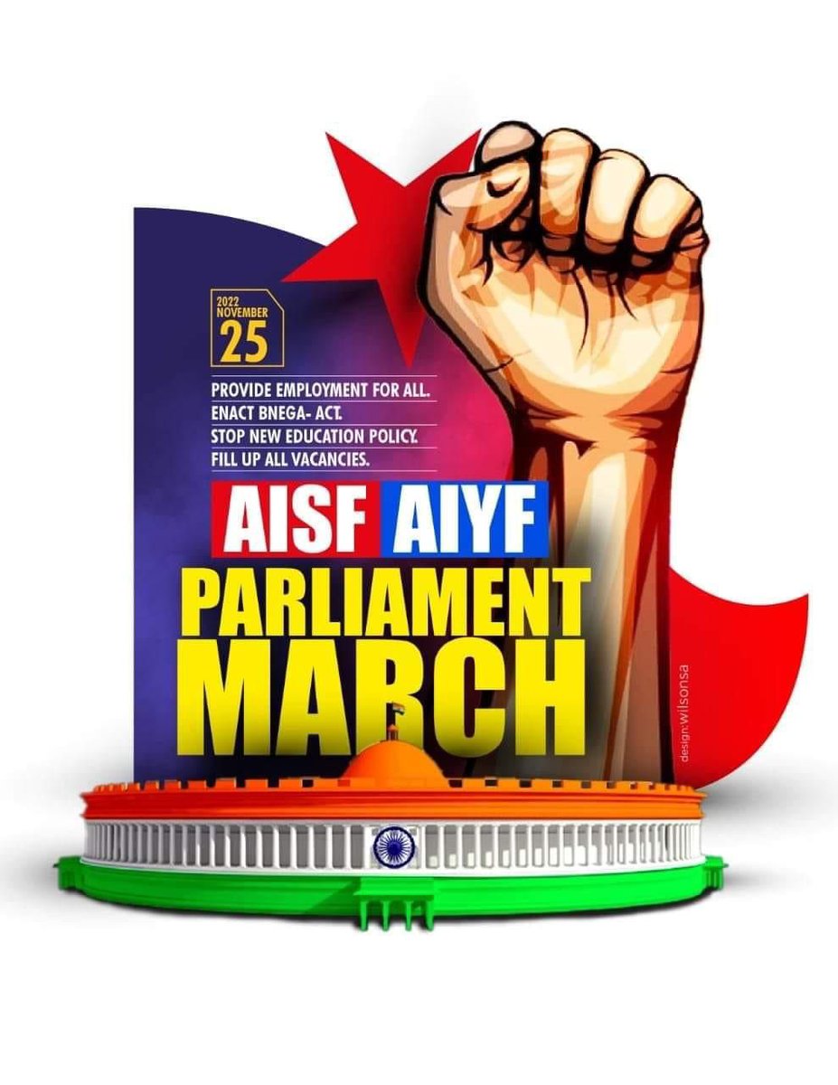 amrasaria's tweet photo. Parliament March of #AISF - All India Students' Federation and #AIYF - All India Youth Federation is all set to storm the parliament street of the national capital on November 25th, 2022
✍️#BNEGA🚩✊🏻
✍️#𝐀𝐈𝐒𝐅🤍❤️✊🏻                    
🚩#𝐀𝐈𝐘𝐅💙❤️✊🏻
🚩#𝐋𝐎𝐍𝐆_𝐋𝐈𝐕𝐄 https://t.co/66jiCLI9Sg