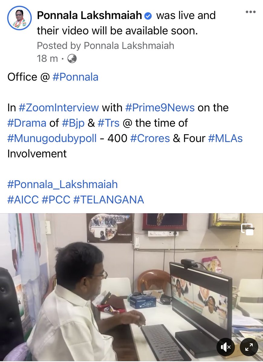 PonnalaLaksmiah's tweet image. facebook.com/Ponnalainc/vid… 
In #ZoomInterview #Prime9News  on the #Drama of #Bjp &amp;amp; #Trs @ the time of #Munugodubypoll - 400 #Crores  &amp;amp; Four #MLAs Involvement
#Ponnala_Lakshmaiah 
#AICC #PCC  #TELANGANA ⁦@INCIndia⁩ ⁦@INCTelangana⁩ ⁦@INCOverseas⁩ ⁦@NTVJustIn⁩