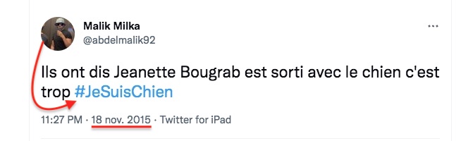 denisedetralala's tweet photo. Il prétend être modéré et n’avoir rien de commun avec les terroristes, mais il se définit lui-même comme anti-Charlie, retweetait le hashtag #RespectForMuslims (sic) au lendemain de l’attentat qui a visé la rédaction de #CharlieHebdo, ou encore #JeSuisChien, le 18 novembre 2015 https://t.co/GmxS4edYJs