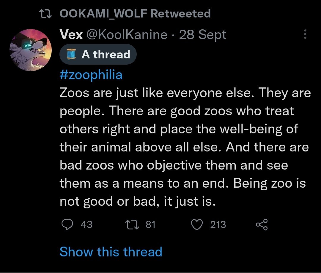zoophileL's tweet photo. They aren't like everyone else
Zoophiles belong in a jail with all the other sex offenders https://t.co/sbhXNM4SDv
