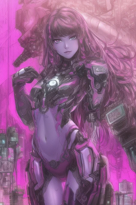 サイバーパンク娘を無限生成。 呪文は1枚目のALT。2枚目はネガティブプロンプト。 なお、Scaleは"5"。画風は安定しないけど、すごいアタリを引くことがある。 #NovelAI #NovelAIDiffusion