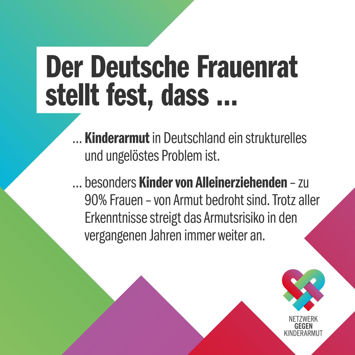 NetzwerkgegenKA's tweet photo. #AufschreigegenKinderarmut
#Kinderarmut, ein strukturelles Problem, dass von regierenden Parteien aktuell nicht den zwingend nötigen Stellenwert erfährt, nimmt leider weiterhin zu. Wir schließen uns den Forderungen des @Frauenrat nach einer #Kindergrundsicherung an! https://t.co/N3cKsDQGrq