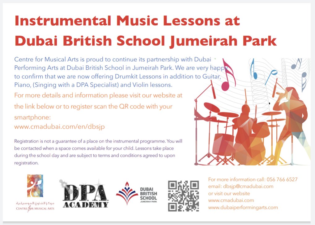 Some additional spots have opened for CMA instrumental lessons at school! 🥁🎹

#CMA #DPA #PerformingArts #BeginsAtDBSJP #ProudlyTaaleem