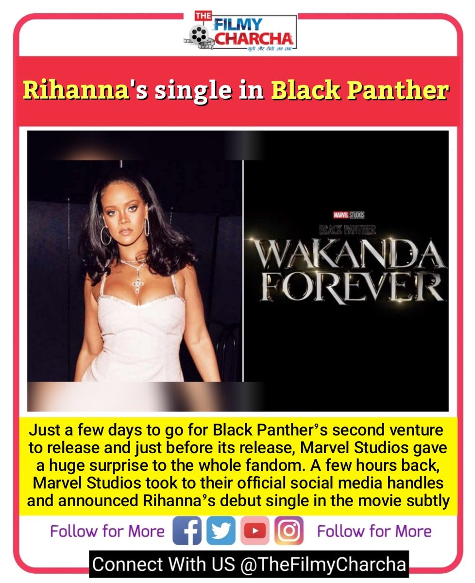 It's confirmed, Rihanna's single in Black Panther Follow @thefilmycharcha for more #rihanna #blackpanther #chadwickboseman #marvel #marvelmovies