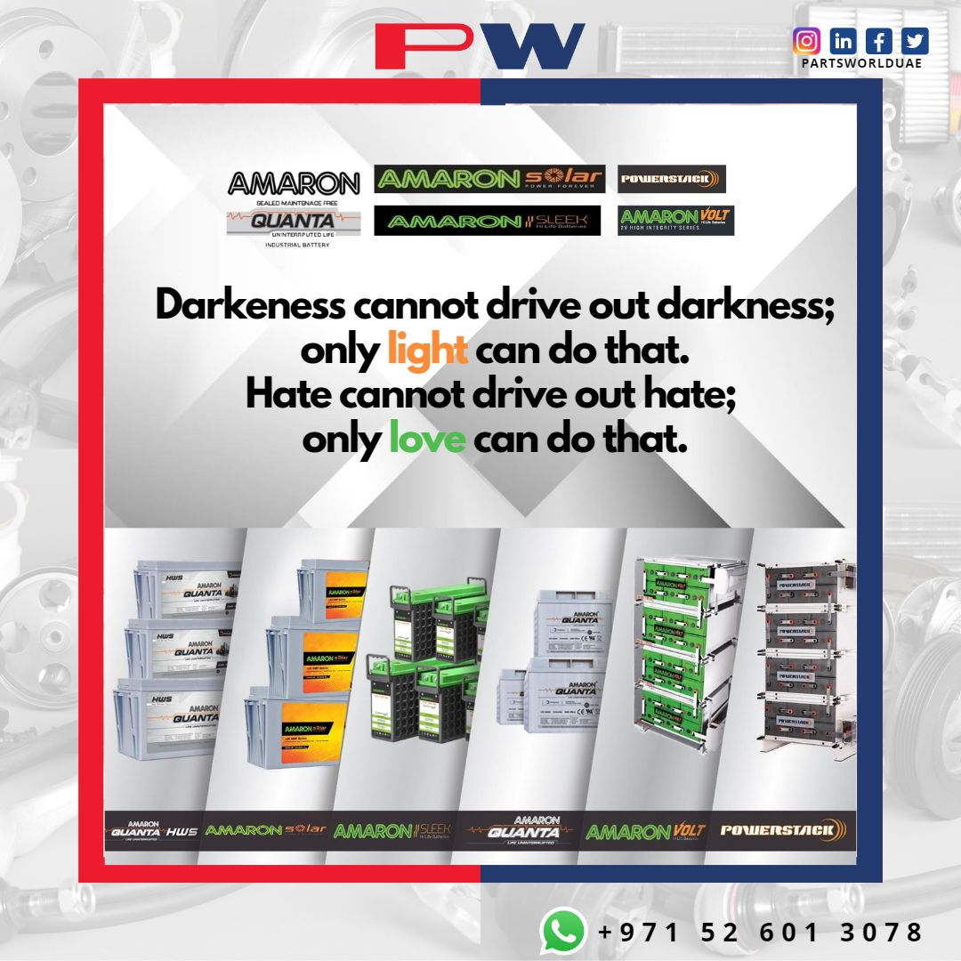 Partsworlduae's tweet photo. AMARON BATTERY - DISTRIBUTOR IN UAE &amp; EXCLUSIVE PARTNER.
📞+97150600565576
#amaron #solar #solarbattery #power #backup #partsworld #amaronsolar #PW #EnergizingHomes #AmaronQuanta #InverterBattery #ups #electricity #electricbill #nopower #nolights #inverterbatteries #2022 https://t.co/9lmAXVhL0b