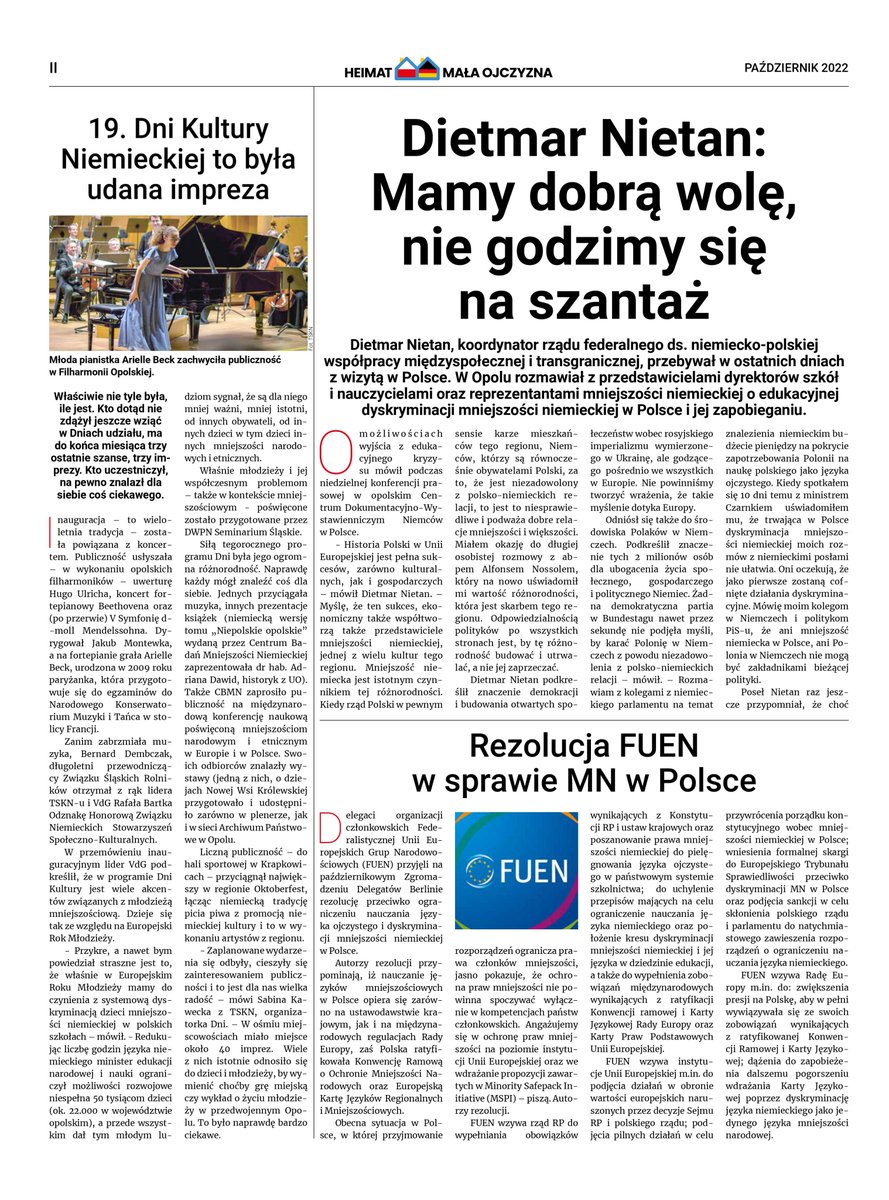 Deutsche_in_PL's tweet photo. Erschienen ist die Oktober-Ausgabe der #Beilage "#Heimat - mała ojczyzna".
ℹ️ Als eine PDF-Datei können Sie diese von unserer Internetseite herunterladen: https://t.co/6iYkRVlZNu https://t.co/3qiK9QFkJ9