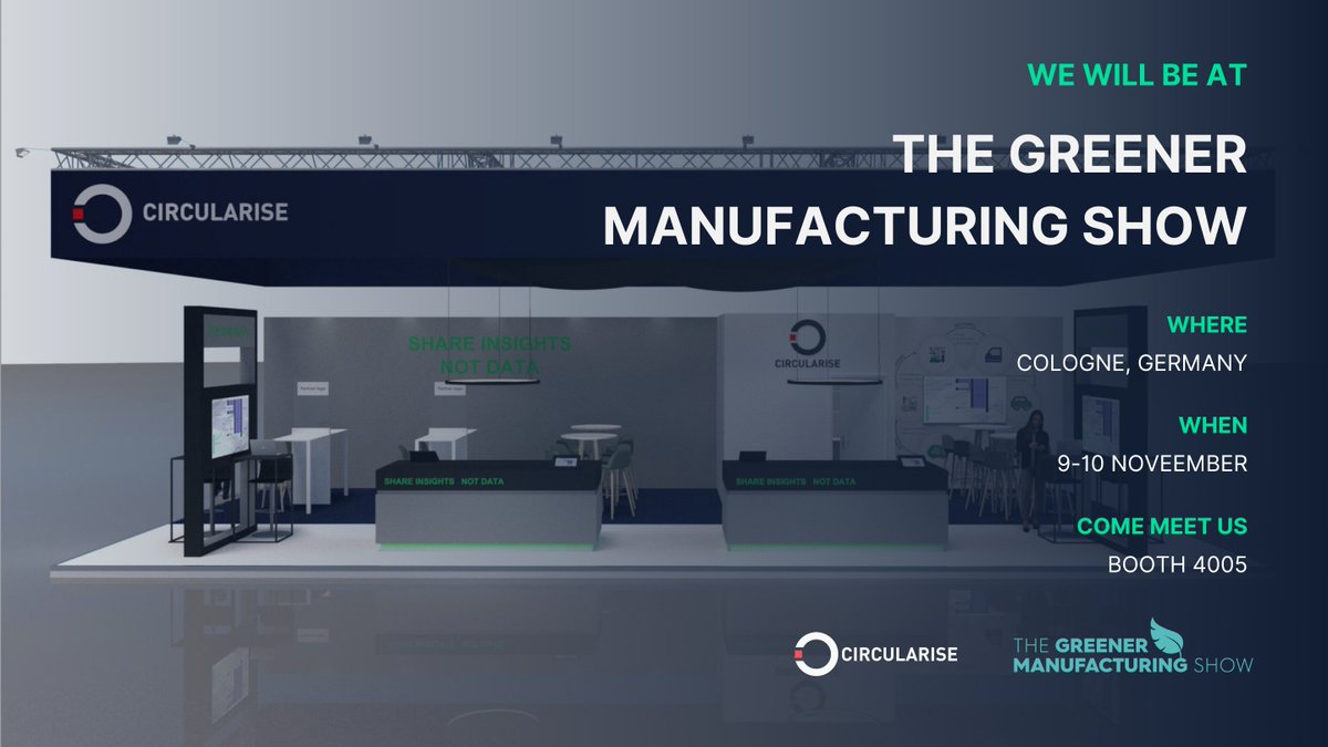 circularise's tweet photo. We will be at @Greener_expo - Europe's Leading Event for Environmental and Sustainable Manufacturing Solutions #GMS2022 📍
Join us at Booth 4005 to discuss #Circularity, Digital product passports, Digital tools for supply chain auditors and much more💡 https://t.co/5mpVeQjsJp