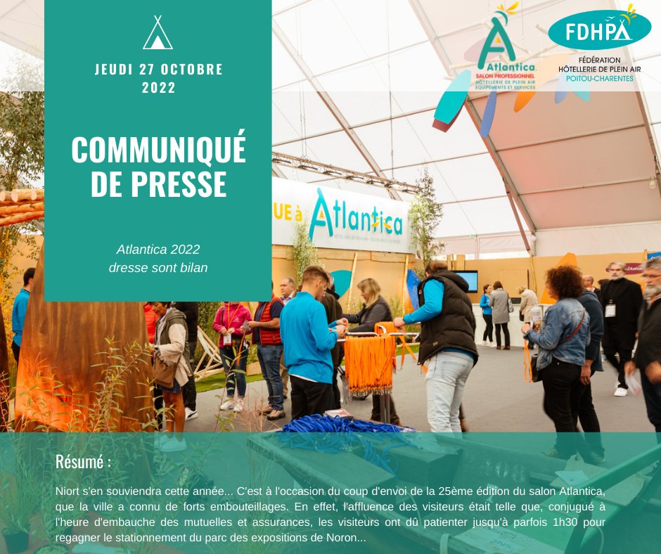 📰 Découvrez le dernier communiqué de presse du salon Atlantica qui revient sur sa première édition à Niort et sur ses chiffres de fréquentation.➡️ bit.ly/3FqEaRP