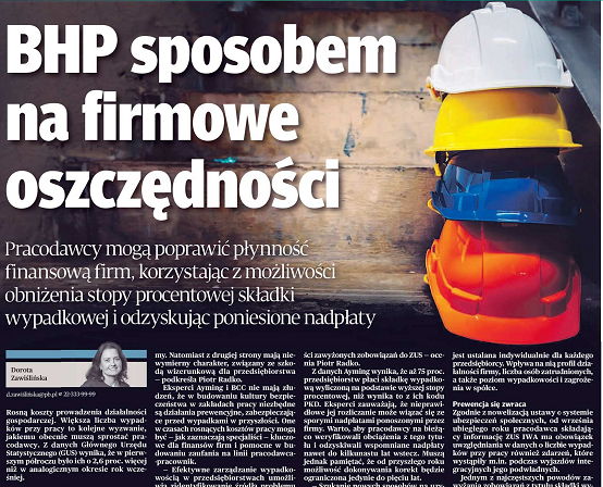 ayming_pl's tweet photo. Dziś w @puls_biznesu tłumaczymy, jak obniżyć koszty pracy i znaleźć dodatkowe środki finansowe w obszarze #BHP i #HR. Przy budowaniu kultury bezpieczeństwa w miejscach pracy ważną rolę odgrywają działania prewencyjne pozwalające na redukcję liczby wypadków w przyszłości. https://t.co/C5WKKA9z8d