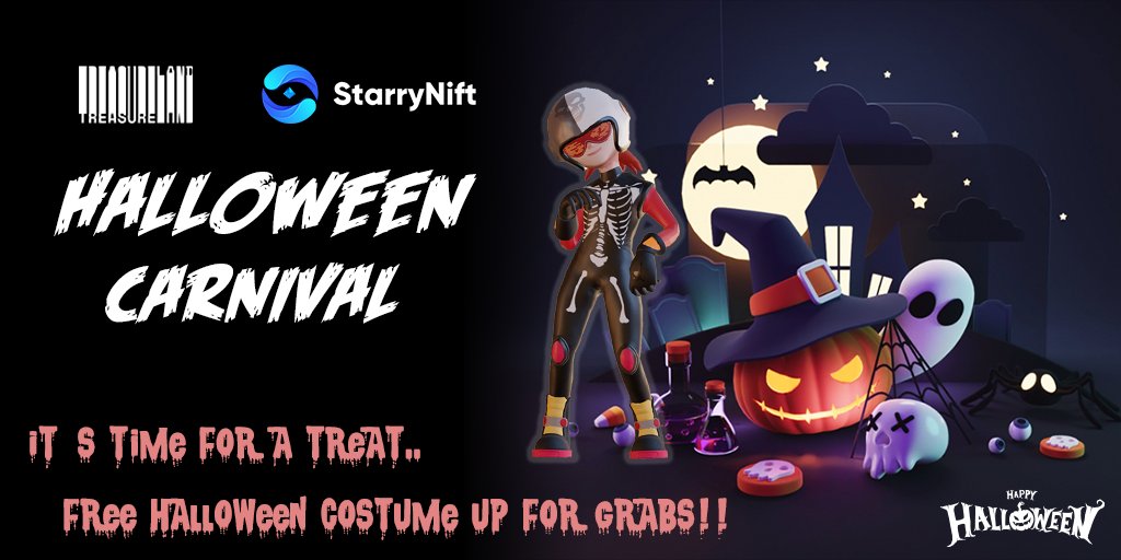 👻 Boo! Time for special #Halloween #Giveaway with @TreasurelandNFT ! 🌟50x @MUA_MUADAO supported Immortal Skeleton 3D Suit, which you can use in app.starrynift.art/starryverse 🎃 StarryNift x Treasureland giveaway entrance @TrantorDAO: trantor.xyz/campaign/21904… #web3community #Airdrop