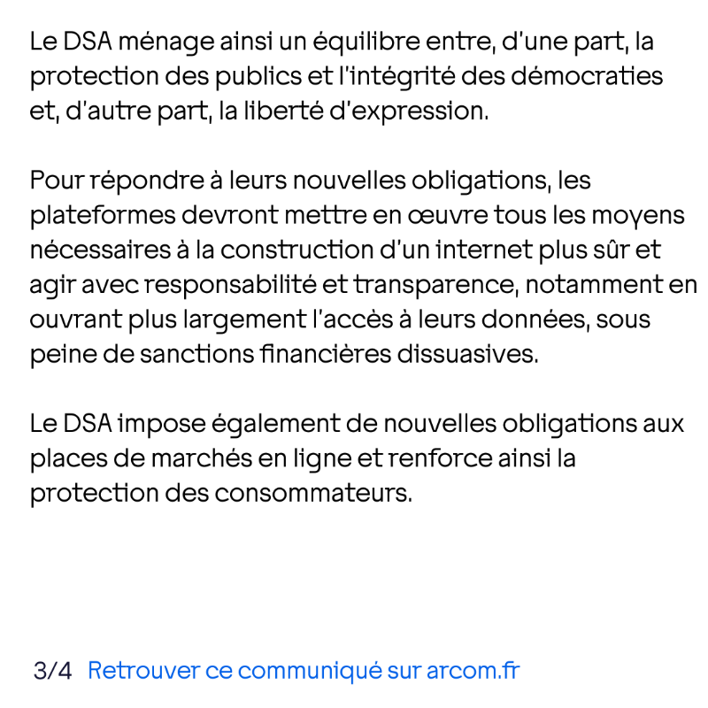 Arcom_fr's tweet photo. 🇪🇺 Entrée en vigueur du #DigitalServicesAct : une avancée majeure vers un internet plus sûr en Europe 🔽