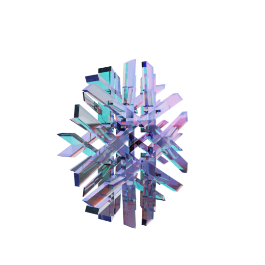JizoEmma2's tweet photo. 昨日上げた絵の周りに飛んでいた雪の結晶は以前アップしたGeometry Node で作り画像のような Glass BSDF ３つ使いクリスタル表現に青みを足した感じのものです。まぁボカシちゃったから全然わかんないんですけどね https://t.co/hgCISlkaqN