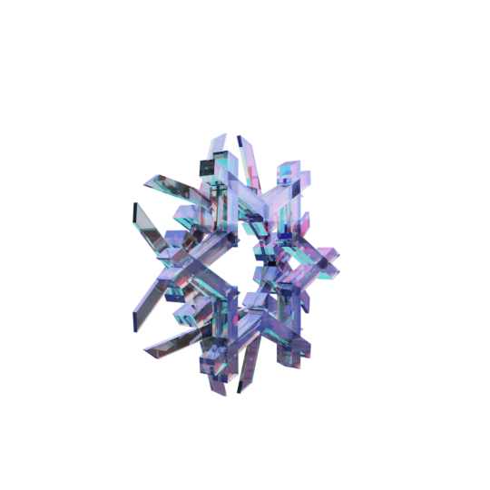 JizoEmma2's tweet photo. 昨日上げた絵の周りに飛んでいた雪の結晶は以前アップしたGeometry Node で作り画像のような Glass BSDF ３つ使いクリスタル表現に青みを足した感じのものです。まぁボカシちゃったから全然わかんないんですけどね https://t.co/hgCISlkaqN