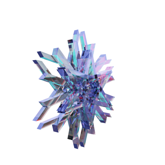 JizoEmma2's tweet photo. 昨日上げた絵の周りに飛んでいた雪の結晶は以前アップしたGeometry Node で作り画像のような Glass BSDF ３つ使いクリスタル表現に青みを足した感じのものです。まぁボカシちゃったから全然わかんないんですけどね https://t.co/hgCISlkaqN