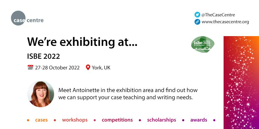 .<a href="/cases_annie/">Antoinette Mills</a> is exhibiting at <a href="/_ISBE/">ISBE</a> 2022 in York 🇬🇧 today and tomorrow.

Pop by our stand and find out about us and the #casemethod.

#casesupport