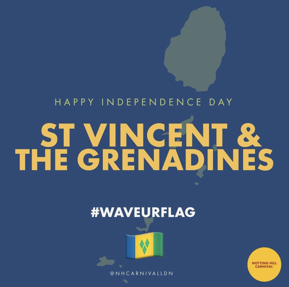 Vincies wave yuh flag! Happy Independence Day! 🇻🇨🇻🇨🇻🇨🇻🇨🇻🇨 #NHC #NottingHillCarnival #StVincent #StVincentAndGrenadines #Vincies #IndependenceDay #CaribbeanIndependence