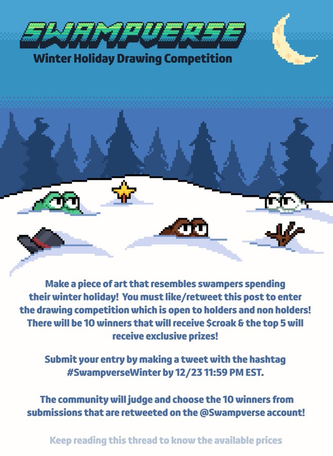 SwampverseNF's tweet photo. Our first twitter event! These will happen every 1-2 weeks. From competitions to game nights or solving puzzles. 

Holders and non holders can participate for all sorts of prizes.

Like &amp; retweet this to enter. Read the
Instructions below. https://t.co/yvcob8M8Sq