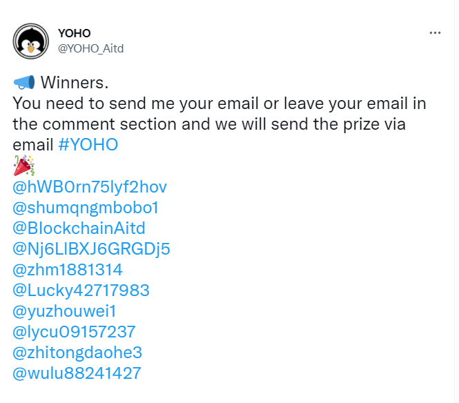 💡Email statistics completed
Those who do not have a list of winners and those who do not leave a comment will lose their chance
Rewards will be issued in 3 business days, please check your assets