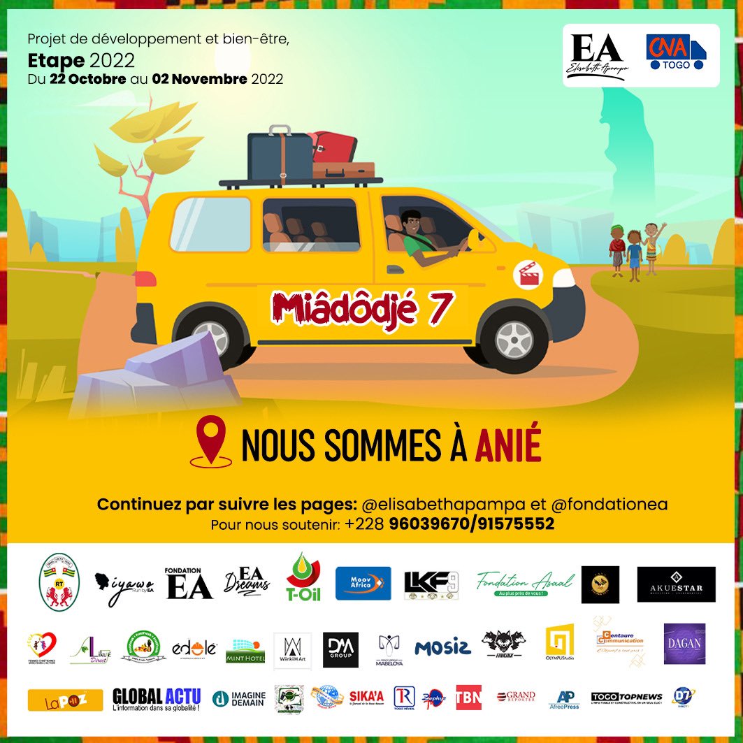 EApampa's tweet photo. Nous sommes déjà à Anié
Je vois qui?
#impactmediawoman #EAIyawo #eadreams #elisabethapampa #dondesoi #tourneemiadodje #tournee2022 #jeunesse #femmes #filles #enfants #population #culturedegenre #civisme #cinemadanslesvillages https://t.co/dKTQHqpYuI