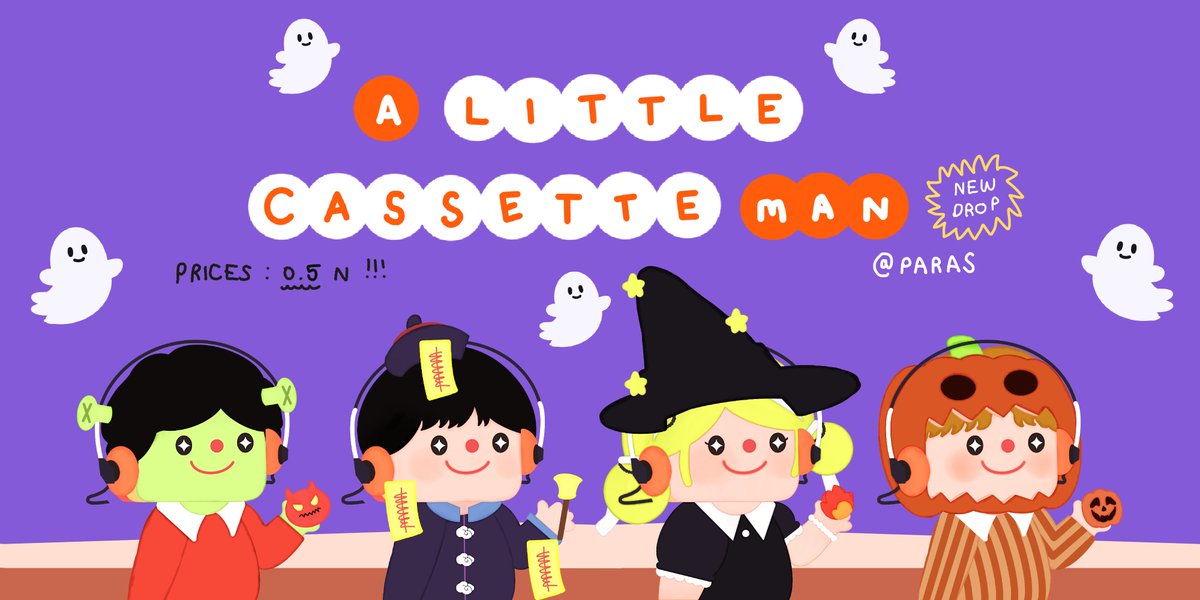 👻🎃✨ New Drop : A Little Cassette Man ✨🎃👻

On : <a href="/ParasHQ/">Paras 🟩🟧</a>

- A Little Cassette Man (Ghost) #040- #043

🎃 Prices : 0.5 Near !!!!! ✨✨

Paras : paras.id/collection/a-l…

#nft #nftart #NFTCommmunity #parasHQ #NFTThaicommunity #near