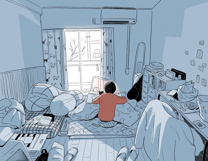 今年3月まで友人が住んでた京都のお部屋。とても良い写真だったから描いてみた 