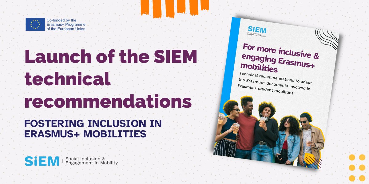 📢 ESN and the SIEM project consortium are launching the SIEM #recommendations, aimed at reviewing the documentation involved in #ErasmusPlus mobilities to make Erasmus+ Higher Education exchanges more #inclusive.

🔗 esn.org/siem-technical…
