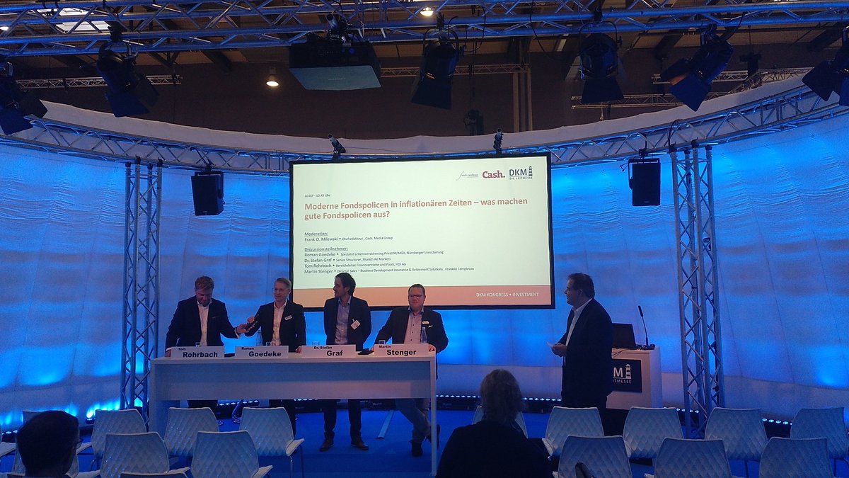 Heute startet der Kongress Investment mit der Diskussionsrunde Nürnberger Versicherung, Munich Re Markets, HDI und Franklin Templeton und der Frage: Was macht gute #Fondspolicen aus?
#DKM2022