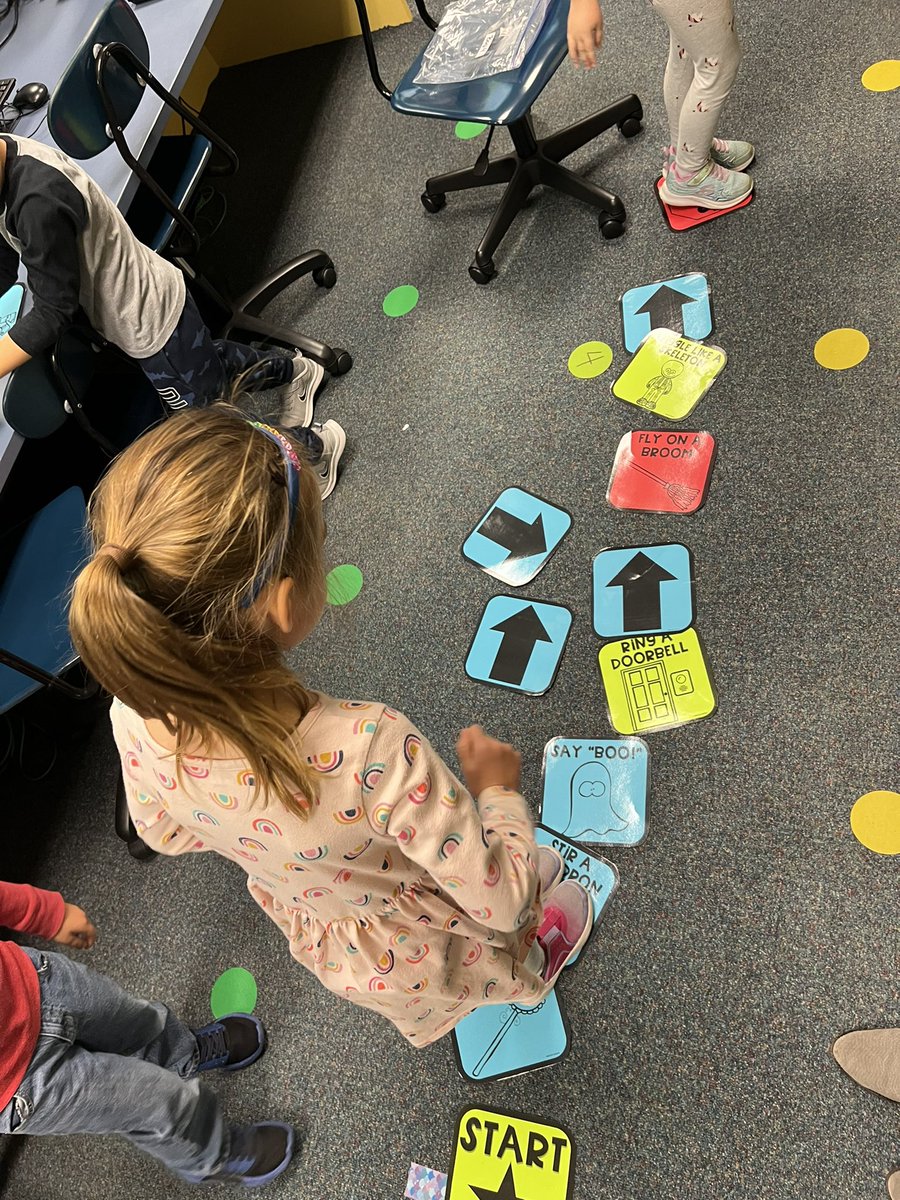 MrsNelsonKBK's tweet photo. @Blackberry302 #Kindergarten learning sequencing and beginning coding with @BrittanyWTweets Halloween Hopscotch Coding.  Ss started using 3 activity cards building up to 5 activity cards!  So much fun!!!  @KanelandKEA @Kaneland302 https://t.co/HUVQls2pi7