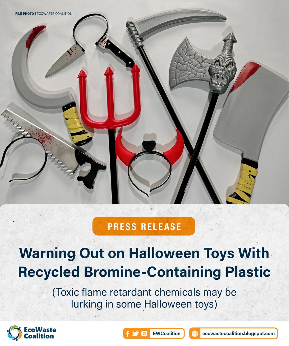 PRESS RELEASE | In its pursuit of a plastic-free and waste-free Halloween, @EWCoalition raised a strong concern about the use of recycled plastic materials in some children’s toys that may contain brominated flame retardant (BFR) chemicals. 📝: bit.ly/3FgoqAF